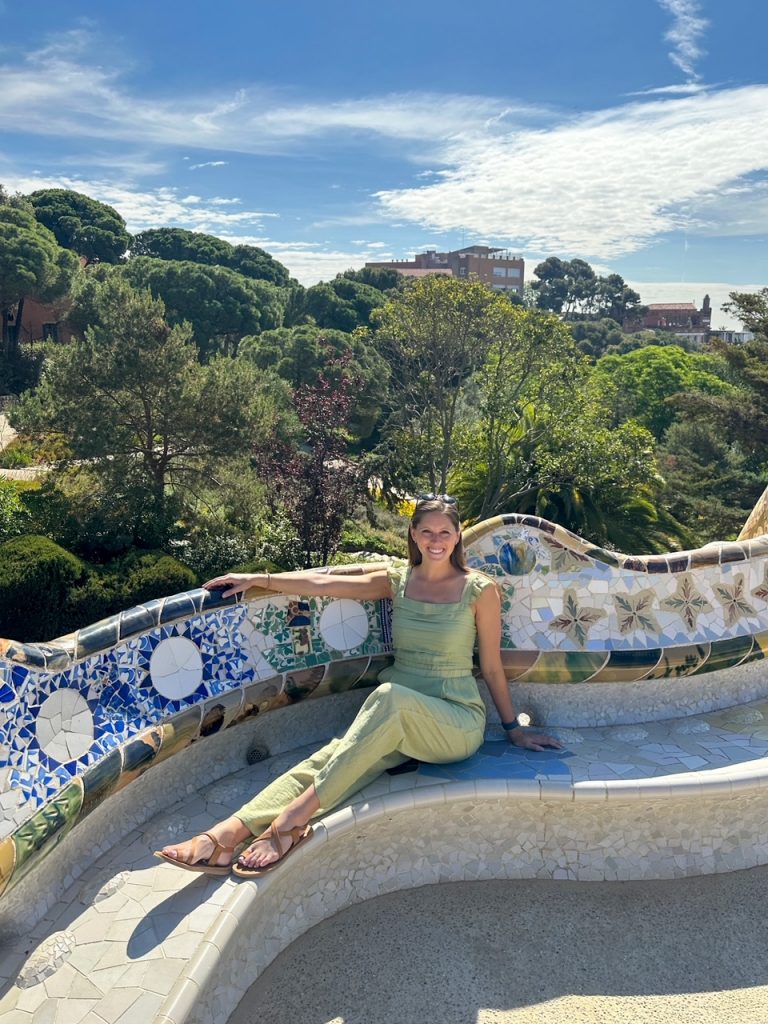 Sara posing at Park Güell in Barcelona