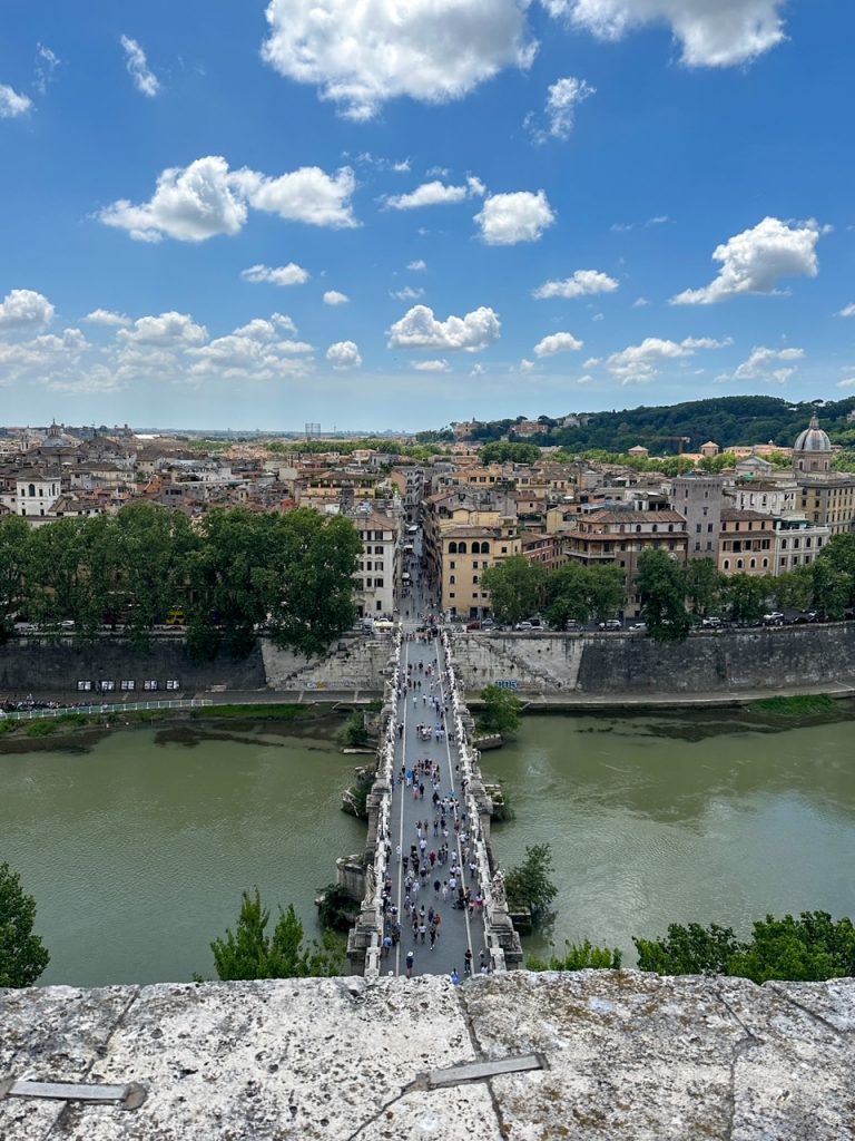 a photo of the St. Angelo Bridge and Vatican City from Castel Sant'Angelo