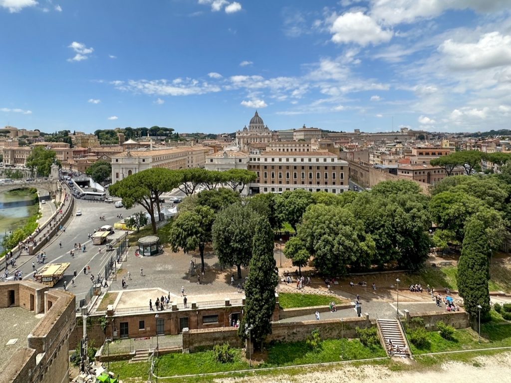 an epic view of Vatican City from the top of the Castel Sant’Angelo