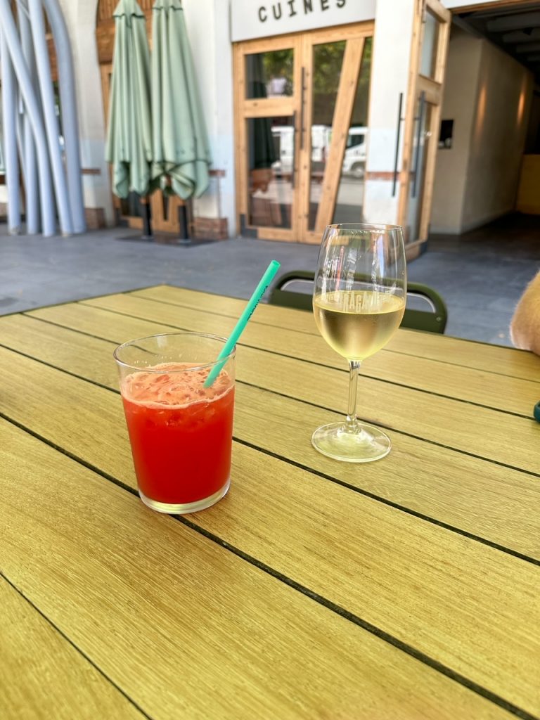 enjoying summer in Barcelona with some delicious watermelon juice from Cuines Santa Caterina