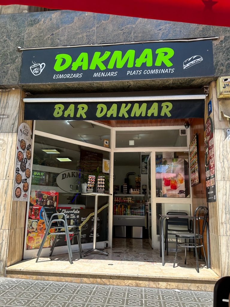 outside Bar Dakmar in Barcelona