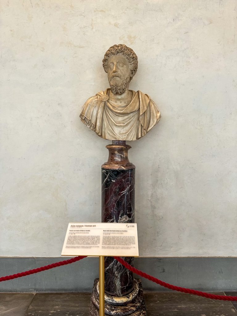 Bust with the head of Marcus Aurelius at the Uffizi Gallery