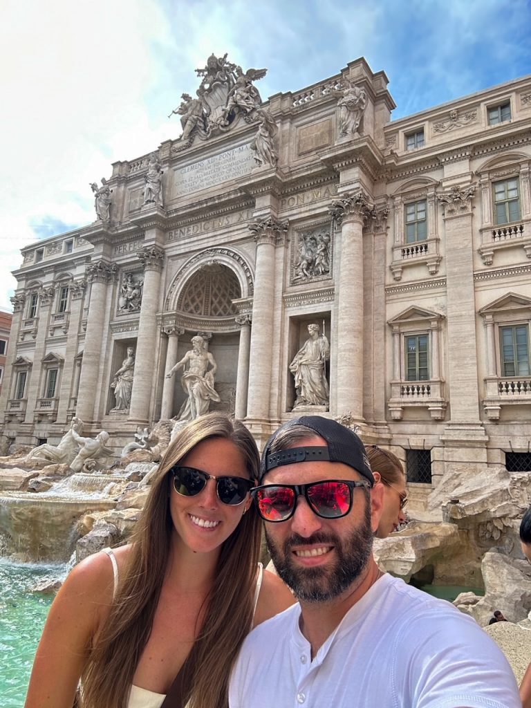 Sara & Tim hanging out by the Trevi Fountain in Rome