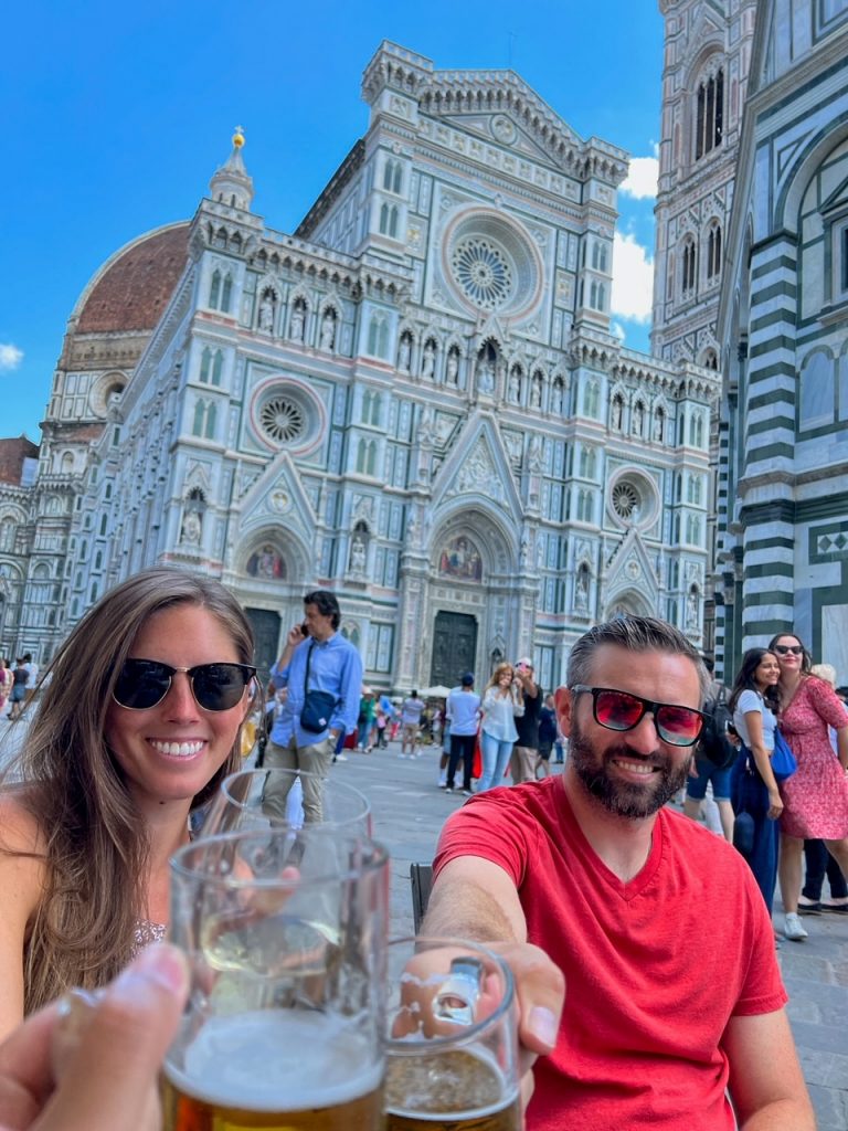 Sara & Tim having drinks by the Duomo di Firenze