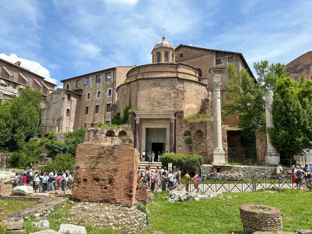 the Temple of Romulus at the Roman Forum in Rome, Italy