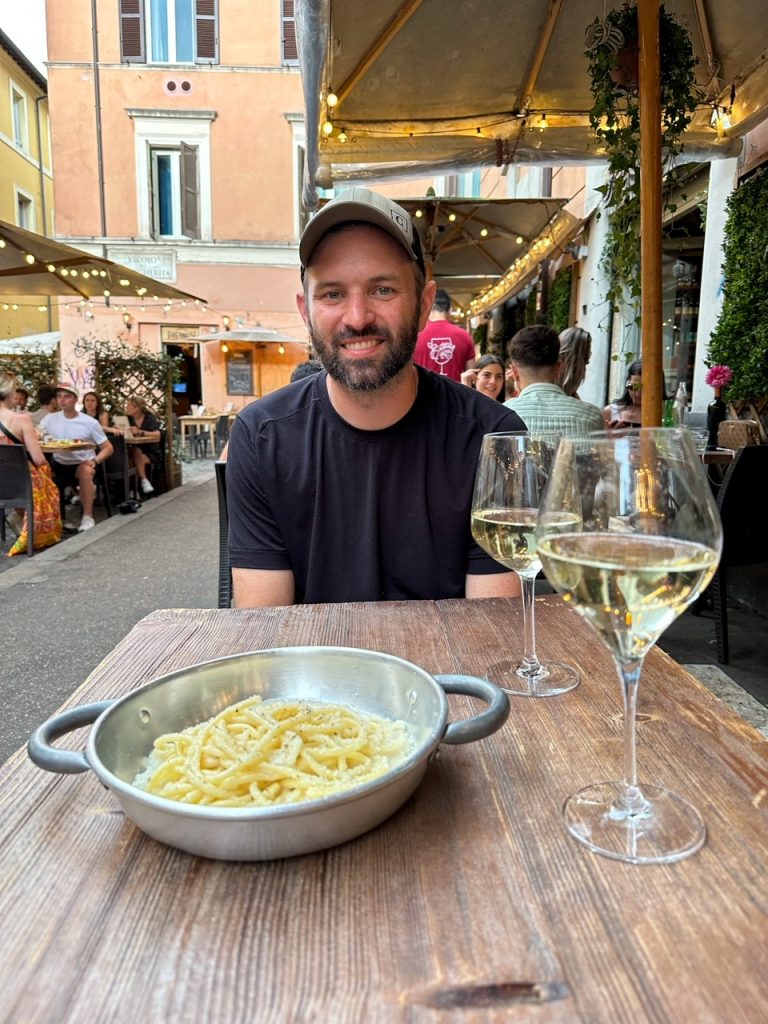 Tim at a restaurant in Trastevere