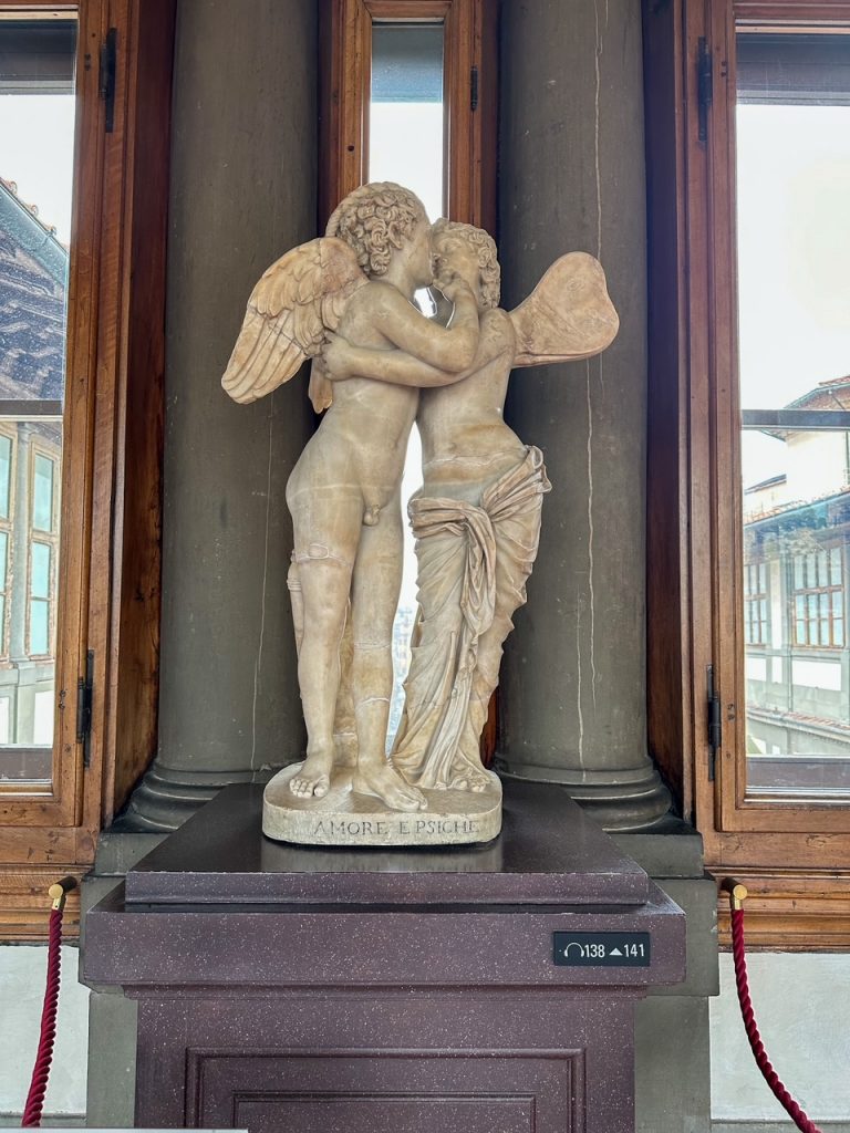 a statue at the Uffizi Gallery