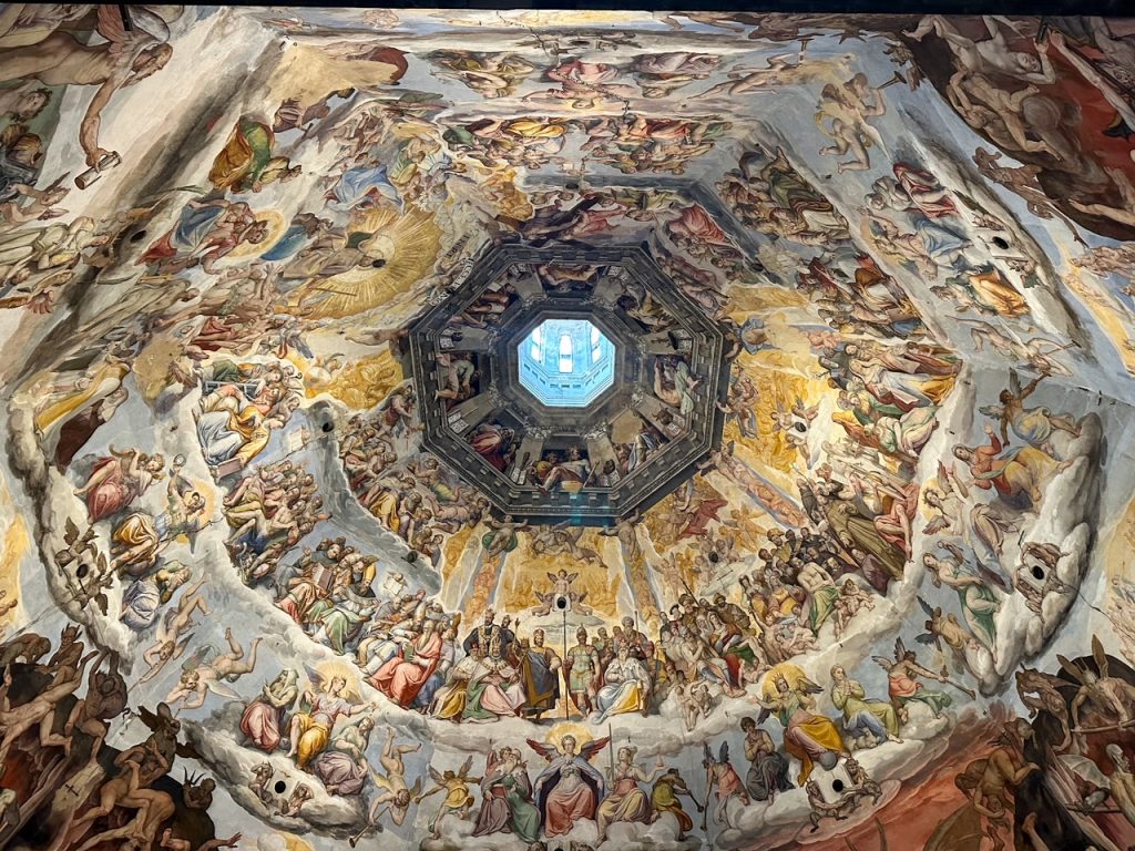 The Last Judgment painting on the interior of the dome in Florence in Italy