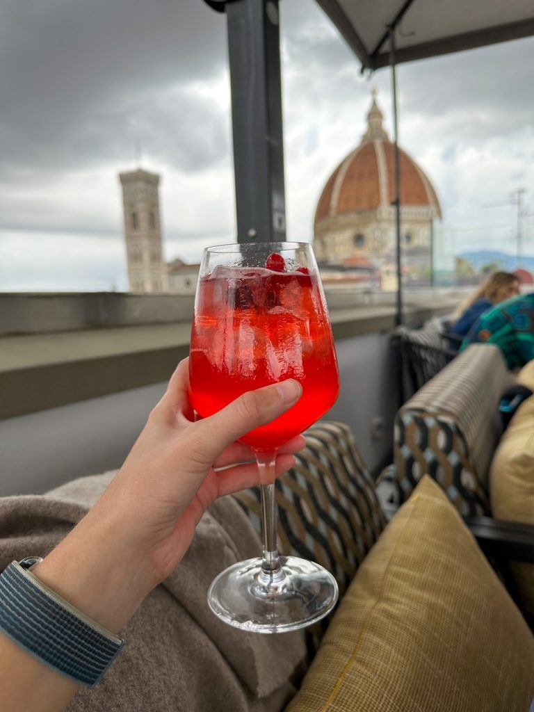 drinks on the rooftop of the Grand Hotel Cavour