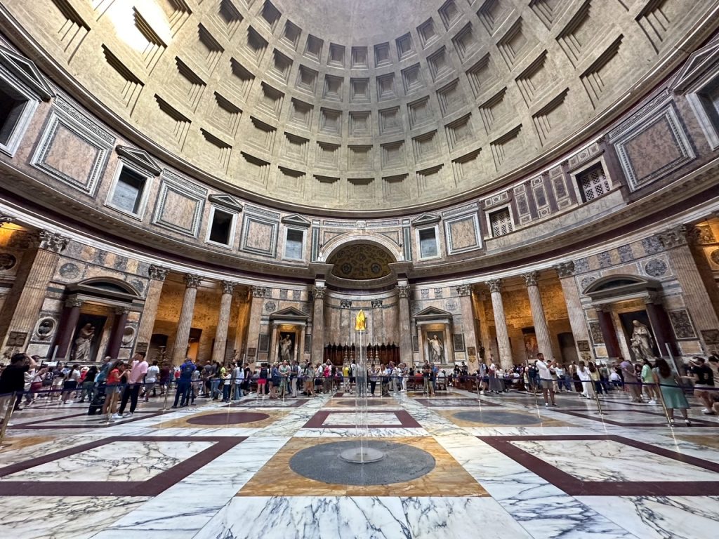 the interior of the incredible Pantheon in Rome, Italy
