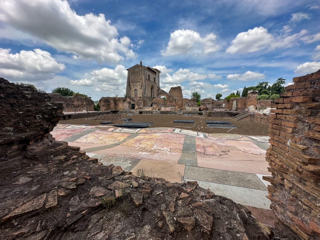 ancient Roman ruins on Palatine Hill in Rome, Italy