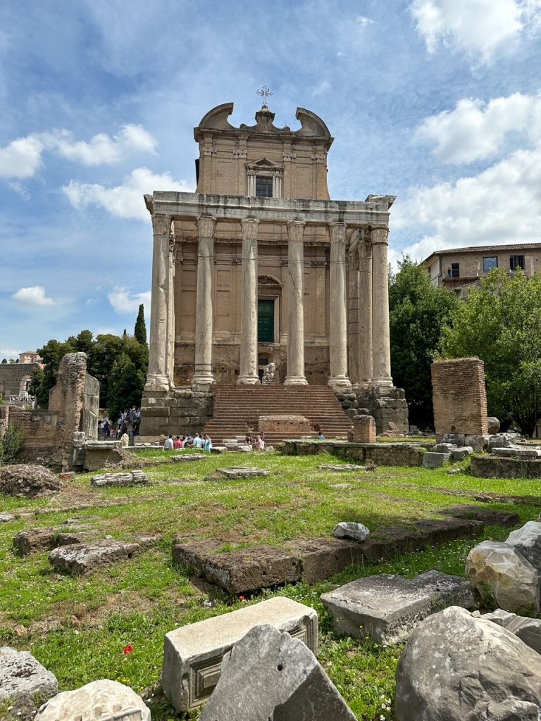 what's left of the Temple of Antoninus and Faustina at the Roman Forum in Rome