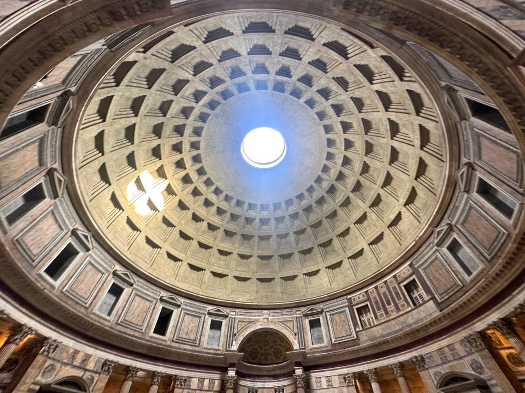 the coffered dome inside the Pantheon