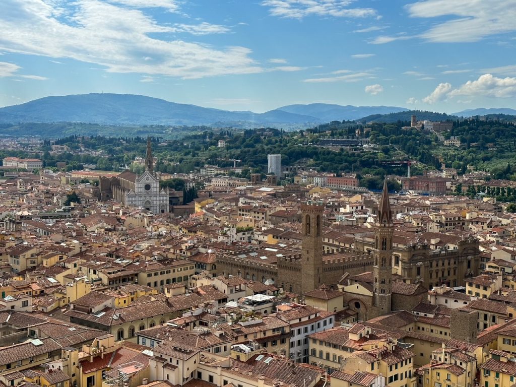 views of the mountains & city from Giotto's Bell Tower