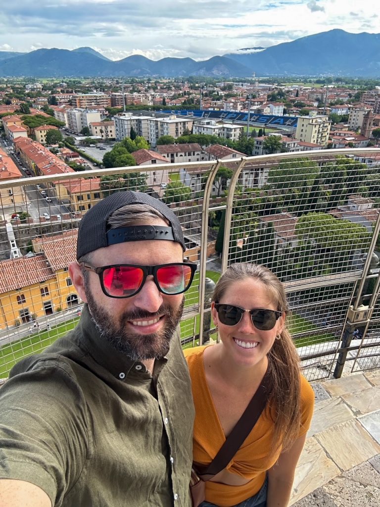 Tim & Sara at the top of the Leaning Tower of Pisa
