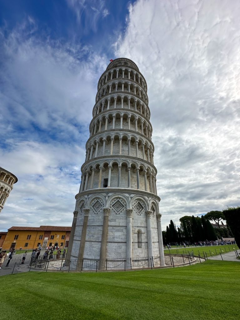 a different angle of the Leaning Tower of Pisa