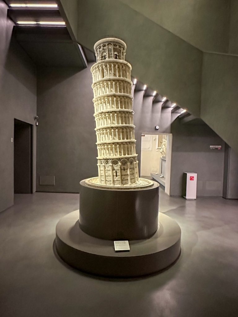 model of the Leaning Tower of Pisa at the Museo dell'Opera del Duomo