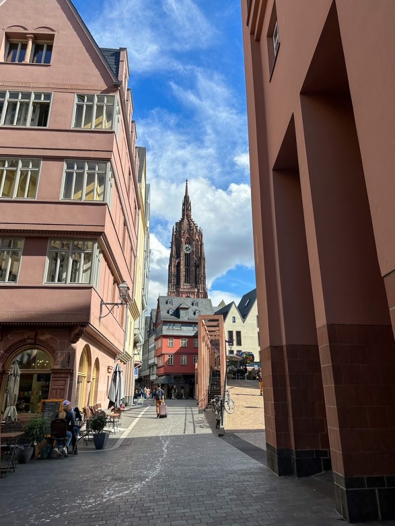 a view walking up to the Frankfurt Cathedral