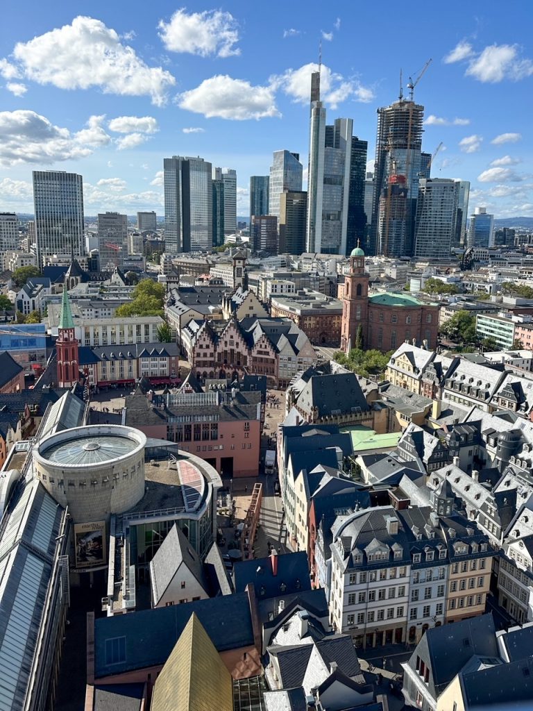 the Frankfurt skyline as seen from Frankfurt Cathedral