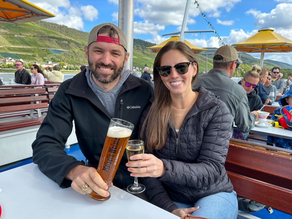 Tim & Sara cheersing on their Rhine Valley cruise