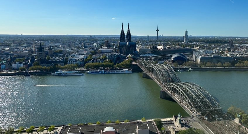 City and Cologne Cathedral view from Koln Triangle
