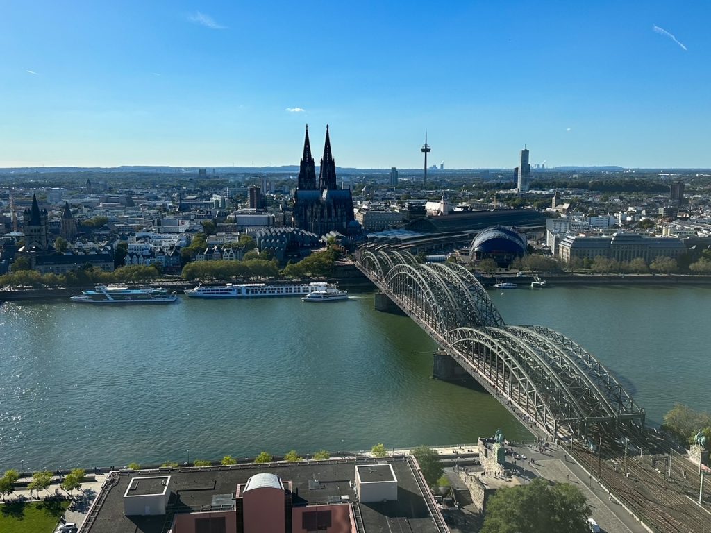 Cologne skyline from KölnTriangle observation deck on a 1-day Cologne itinerary