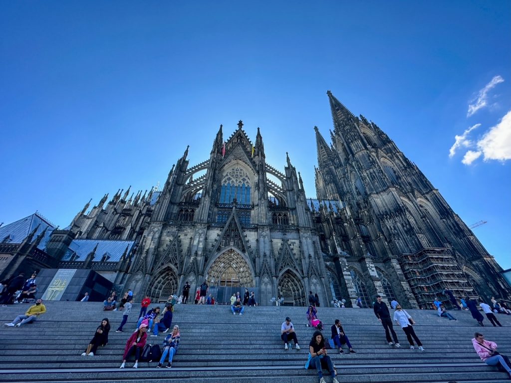 Walking up to the Cologne Cathedral from the Cologne train station