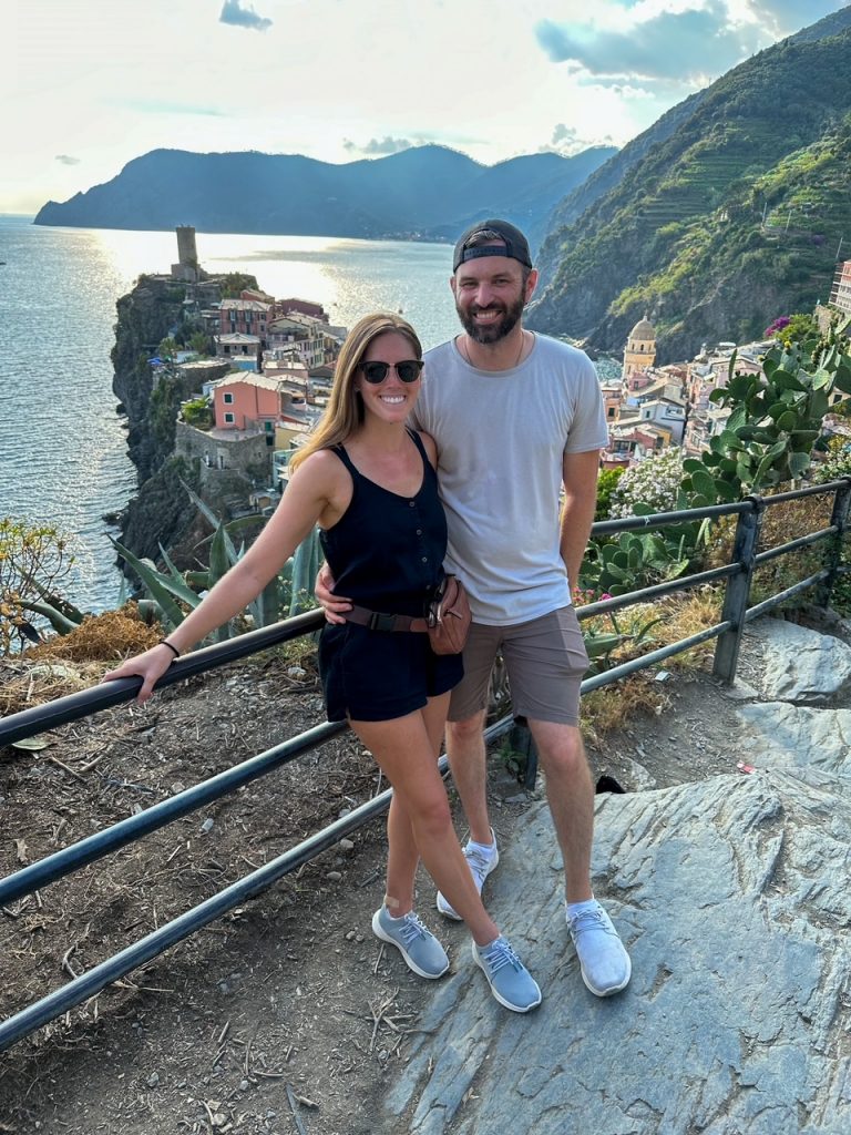 Sara & Tim walking up to Vernazza, one of the famous Cinque Terre towns