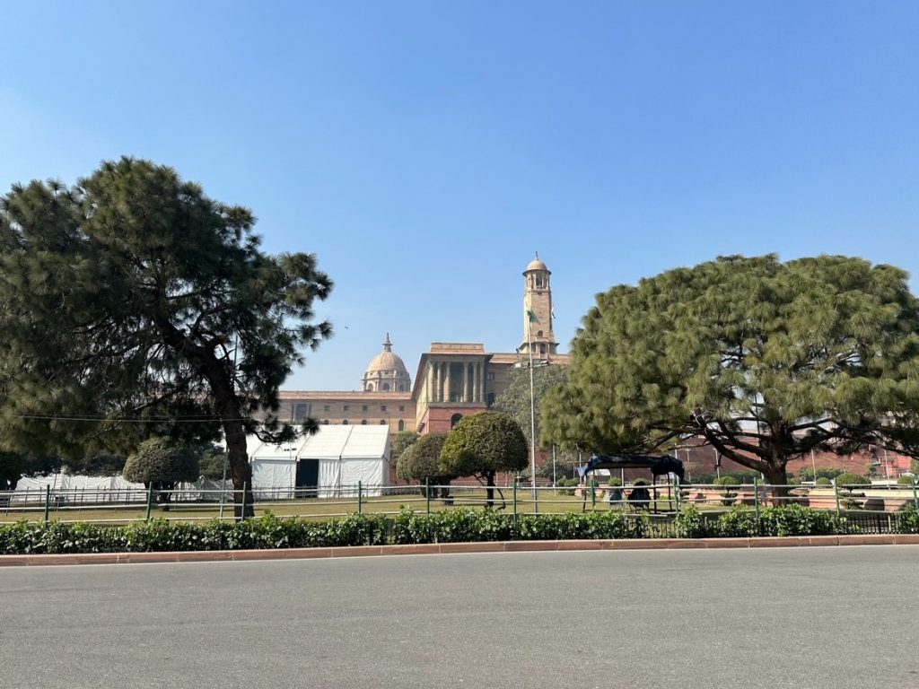 a quick stop at the Rashtrapati Bhavan in Delhi is included on your Golden Triangle tour