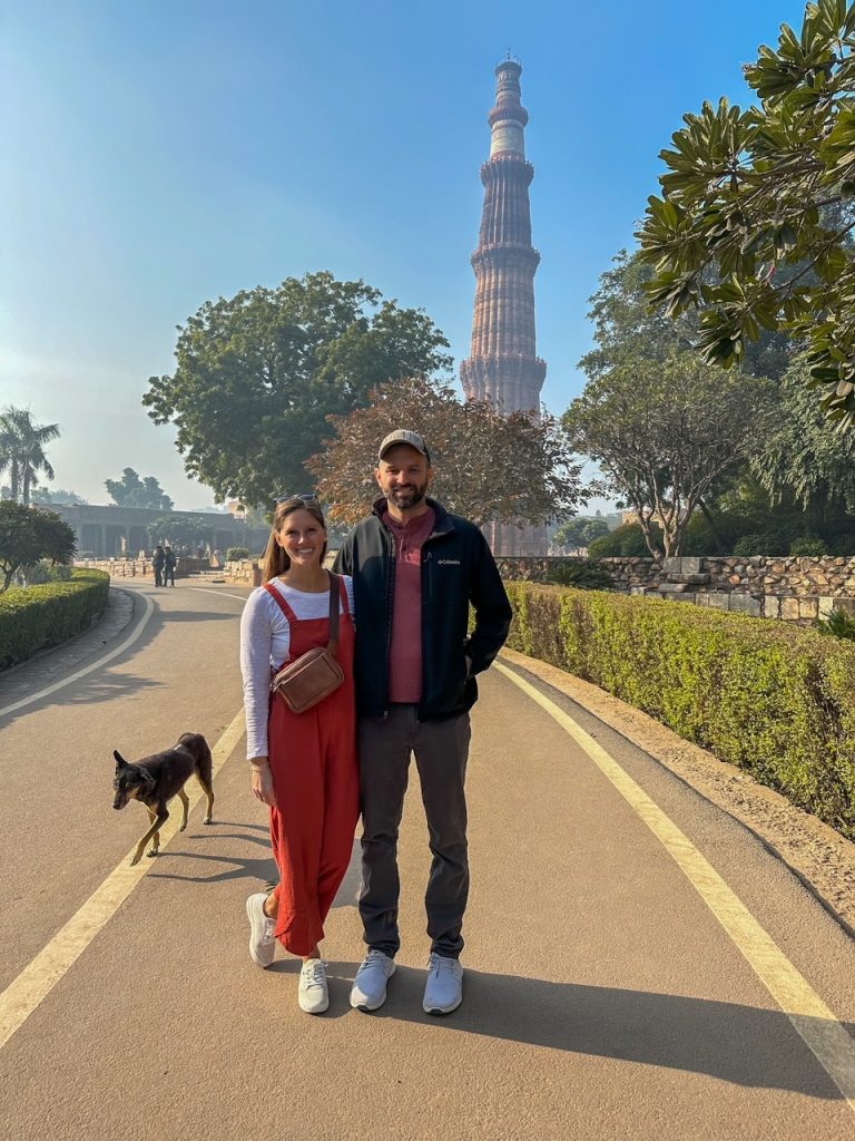 Sara & Tim at Qutub Minar in Delhi