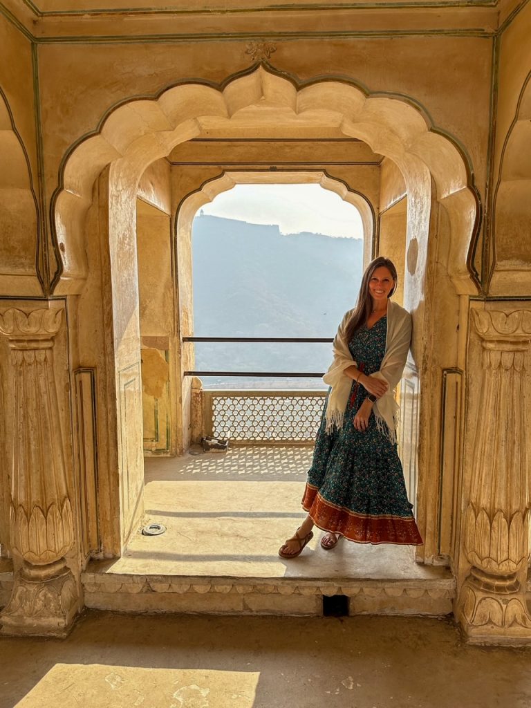 Sara at Amer Fort in Jaipur, a must-see on any Golden Triangle Tour