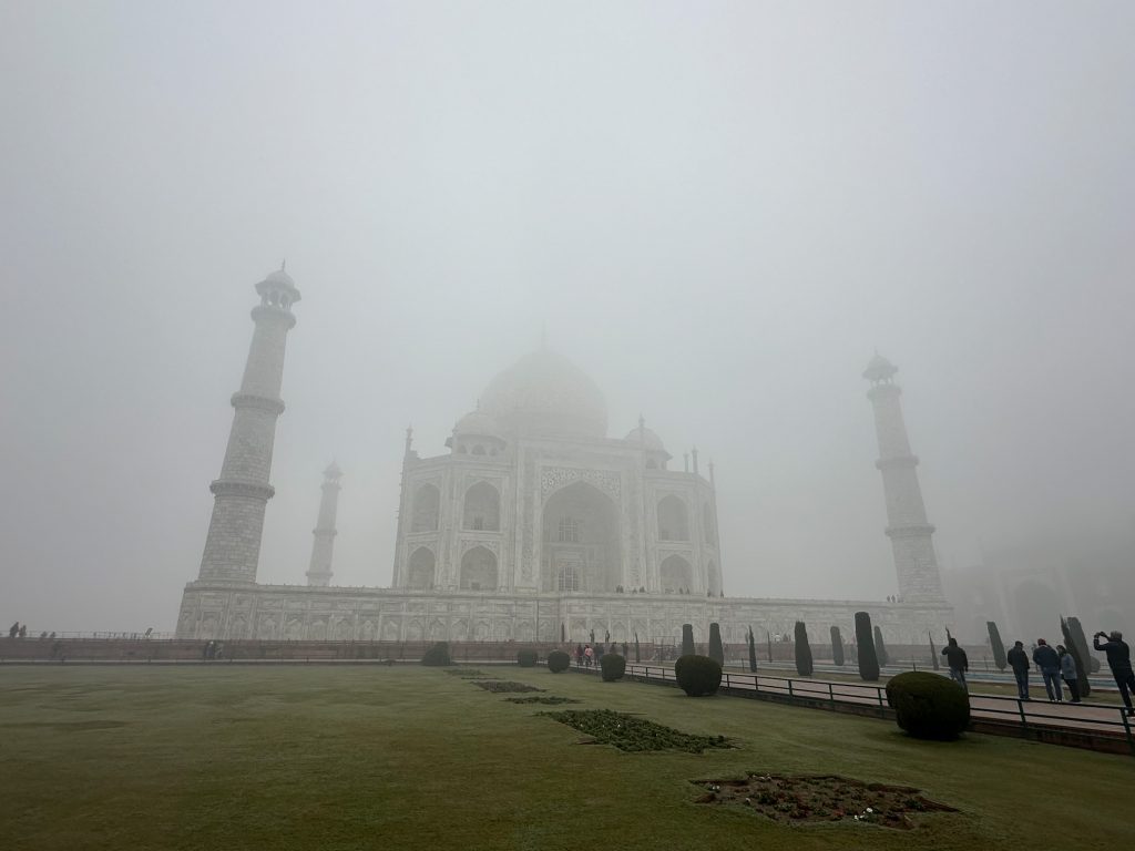 a foggy day at the Taj Mahal, one of the main attractions on every Golden Triangle tour