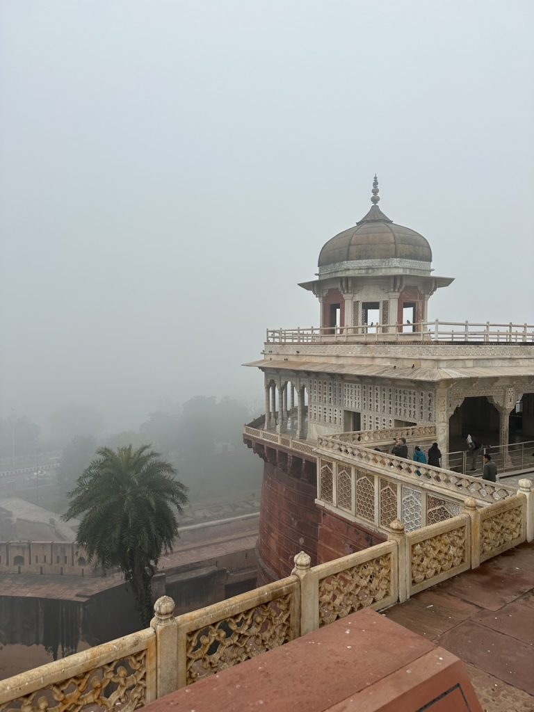 a foggy view from Agra Fort