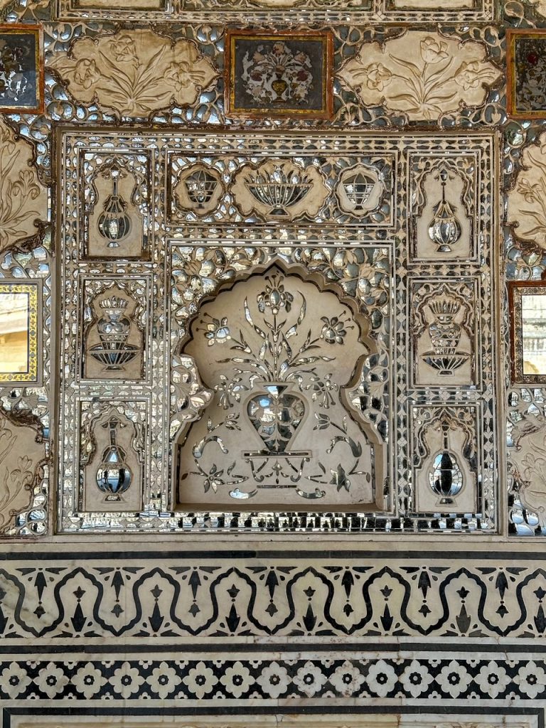 amazing designs at the Mirror Palace at Amer Fort