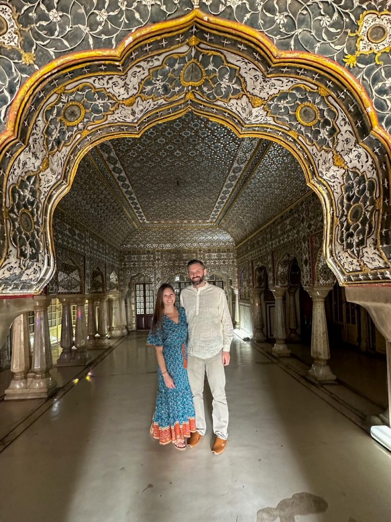 the entryway to Rang Mandir at Jaipur City Palace