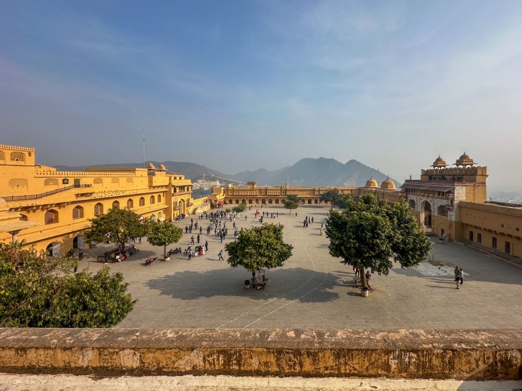 the main courtyard at Amer Fort in Jaiupr