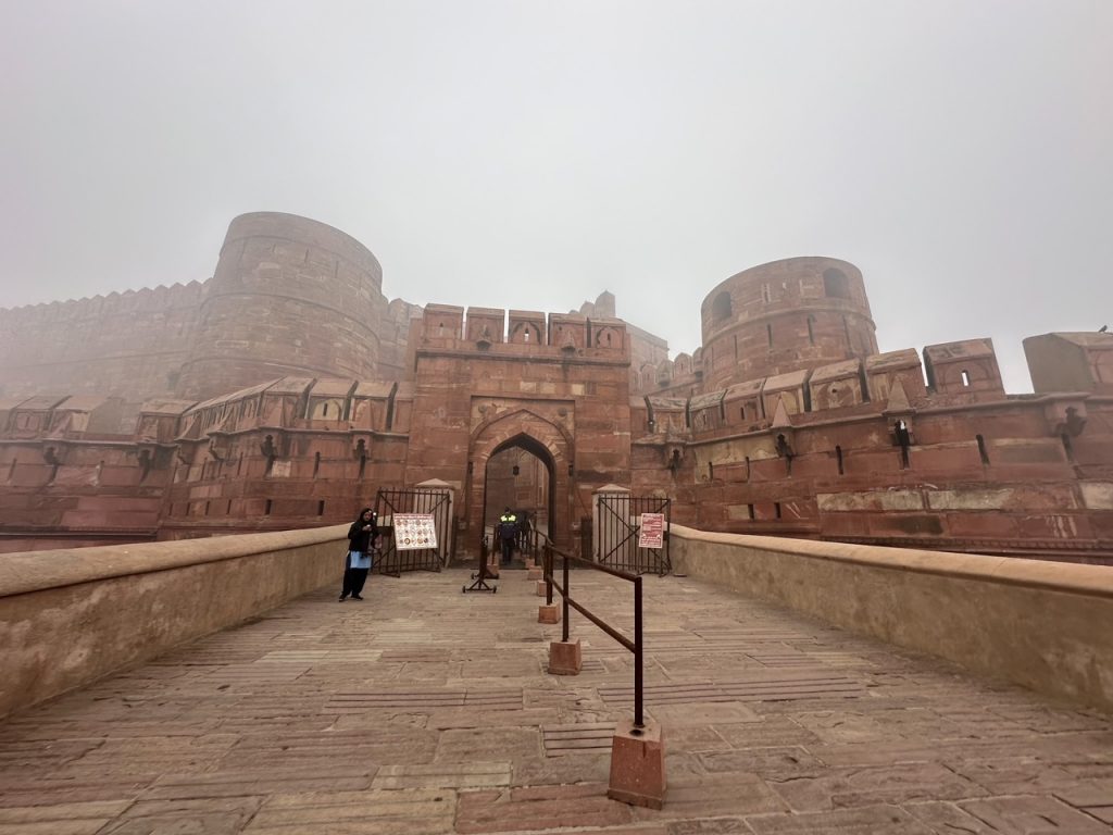 walking up to Agra Fort in Agra, India