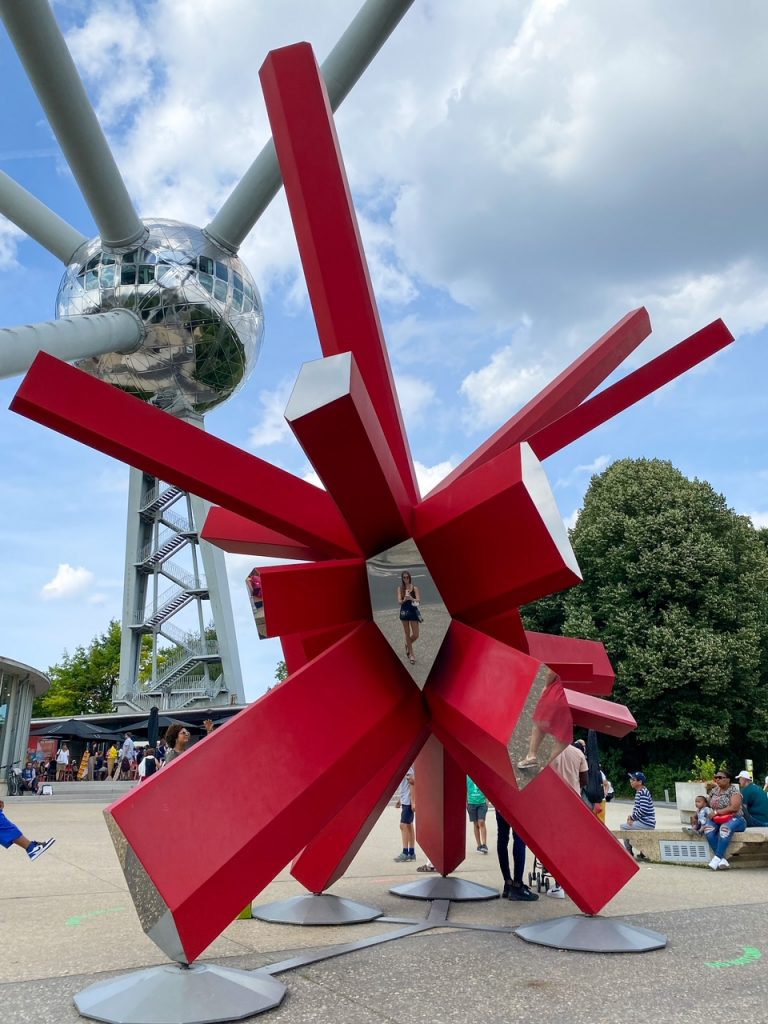 Sara outside the Atomium in Brussels, Belgium