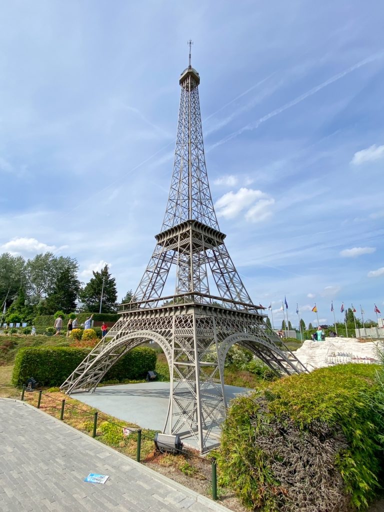 a model of the Eiffel Tower at Mini-Europe in Brussels