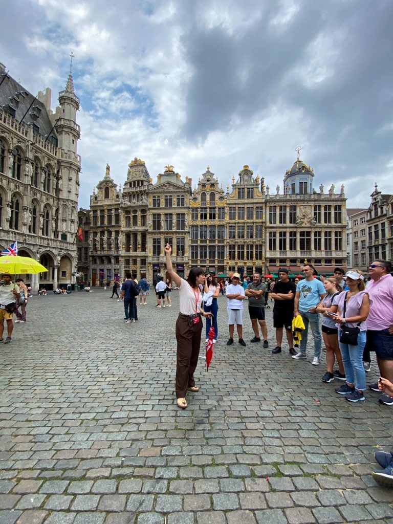 our tour guide Maggie on our free walking tour of Brussels
