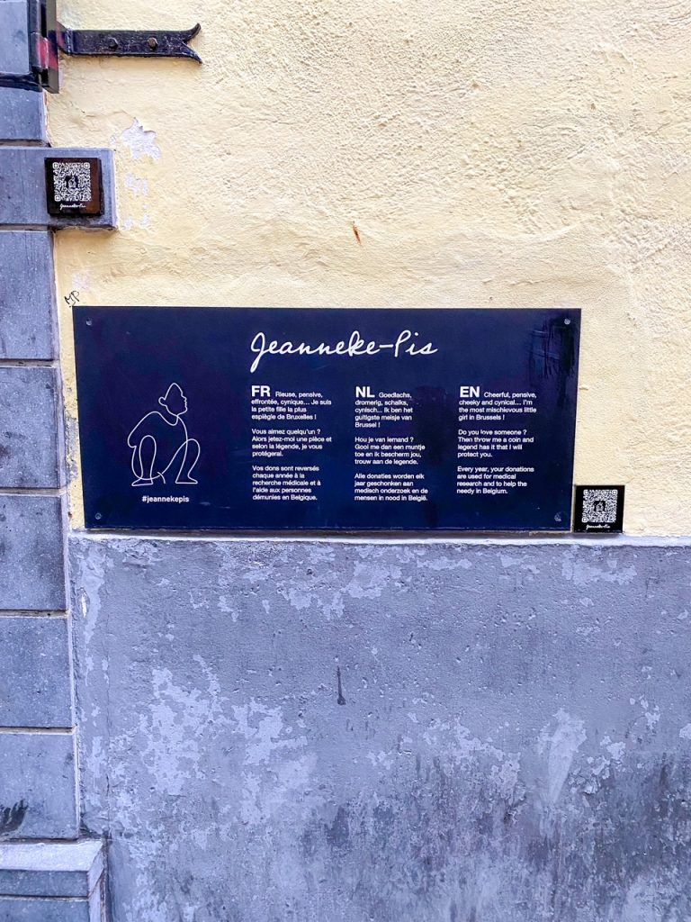 sign for Jeanneke Pis in Brussels, Belgium