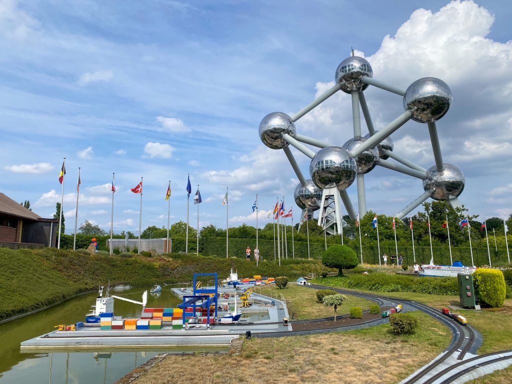 the Atomium as seen from Mini-Europe in Brussels, Belgium