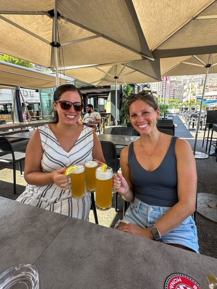 Stephanie & Sara at La Brasserie de Monaco during their day trip to Monaco from Nice