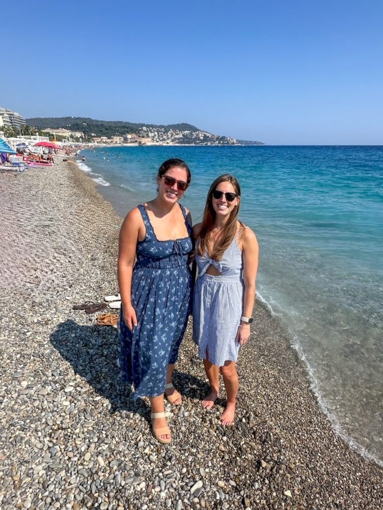 Stephanie & Sara at the beach in Nice, France