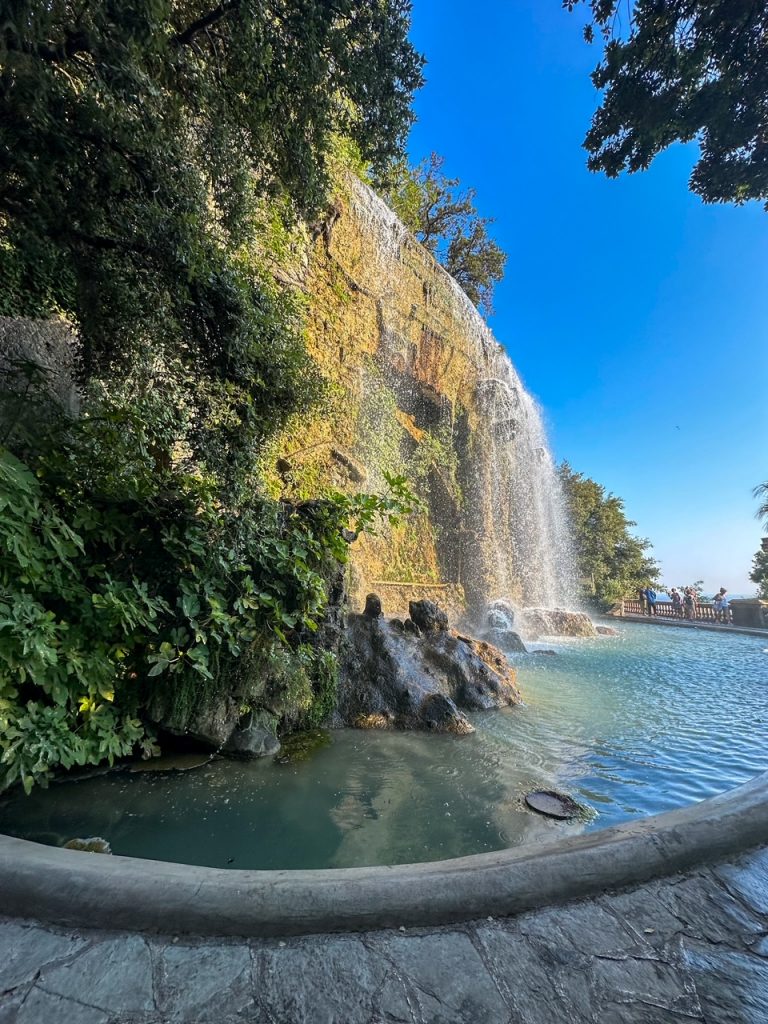 a man-made waterfall on Castle Hill in Nice France