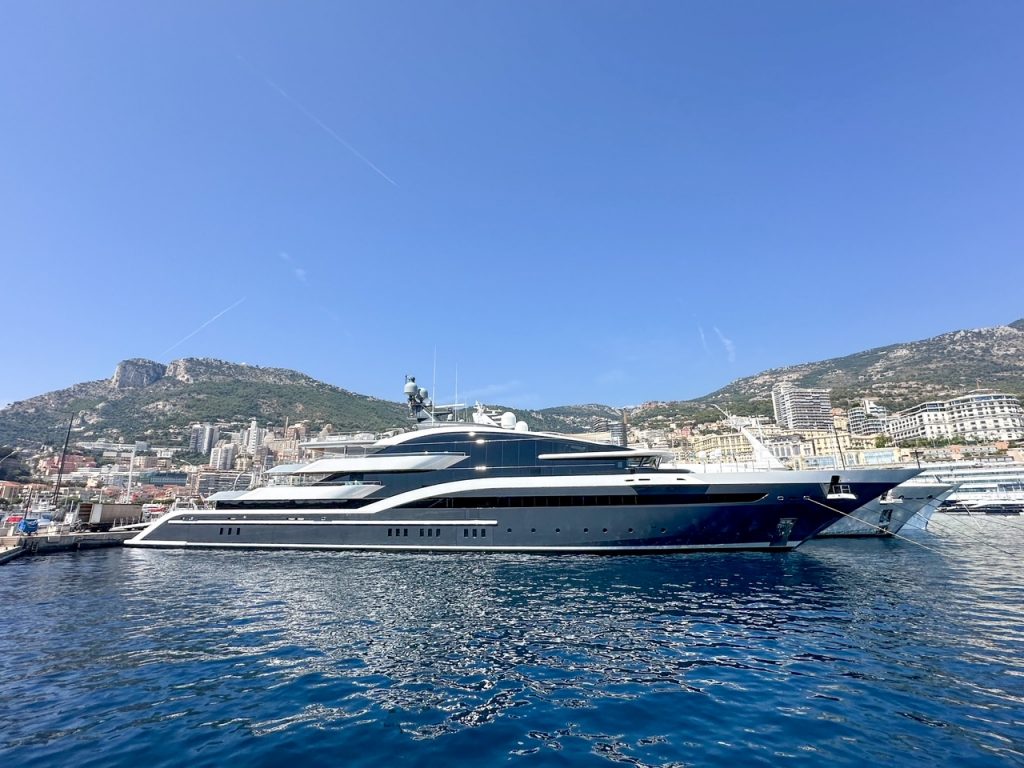 a yacht docked at Port Hercules in Monaco