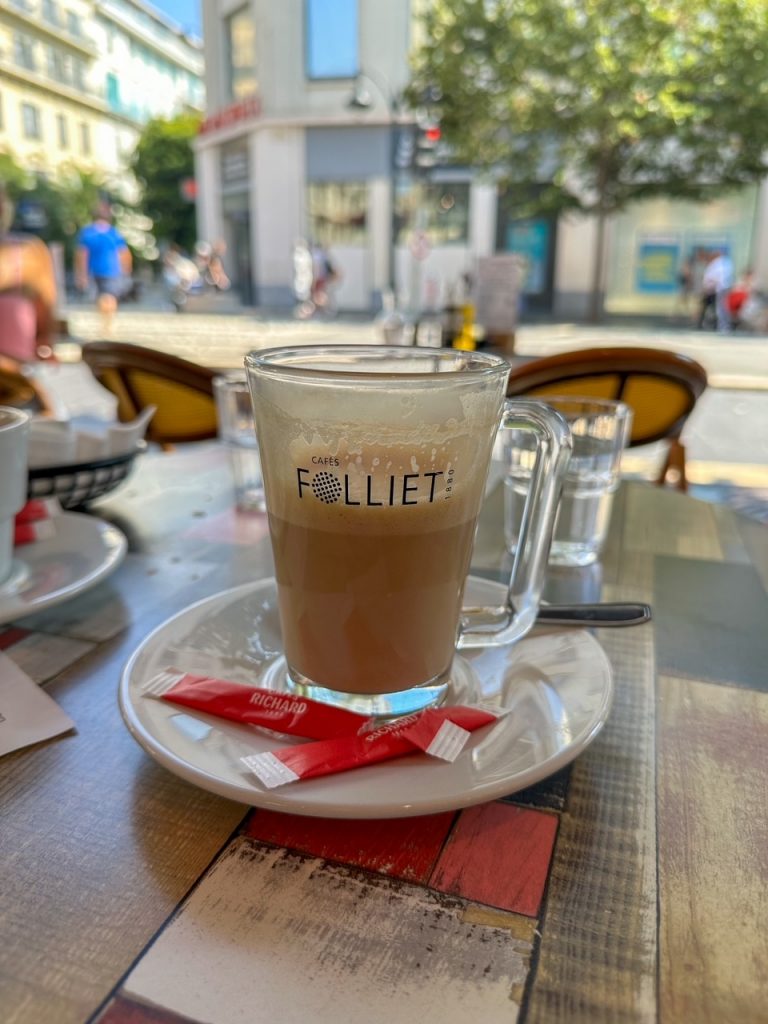 my coffee from Cafe de Lyon in Nice