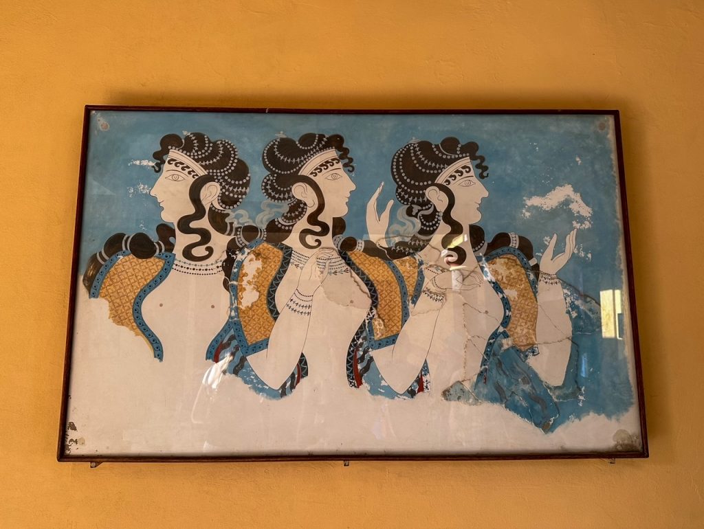 the 'Ladies in Blue' fresco at the Palace of Knossos
