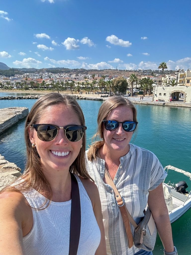 Sara & Courtney at the Ventian Harbor in Rethymnon