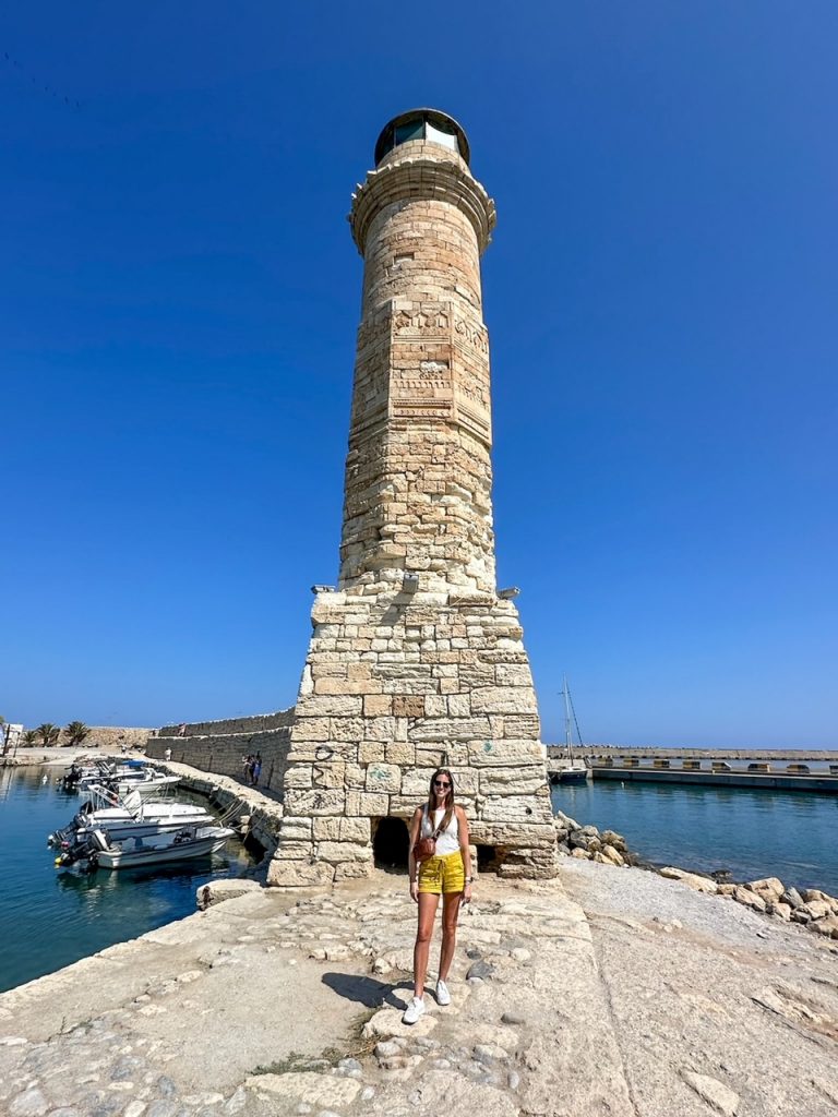 Sara at the Egyptian lighthouse in Rethymnon